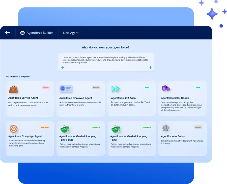 Agentforce Builder - Agent templates and configuration